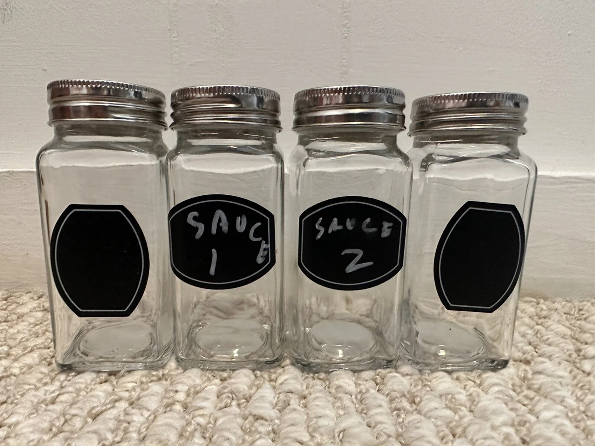 Ultimate Hostess Spice Jars with Labels 4 oz quantity of 4