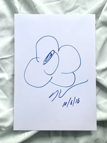 Signed JEFF KOONS original FLOWER DRAWING dated AUTOGRAPH signature InPERSON - Picture 1 of 1