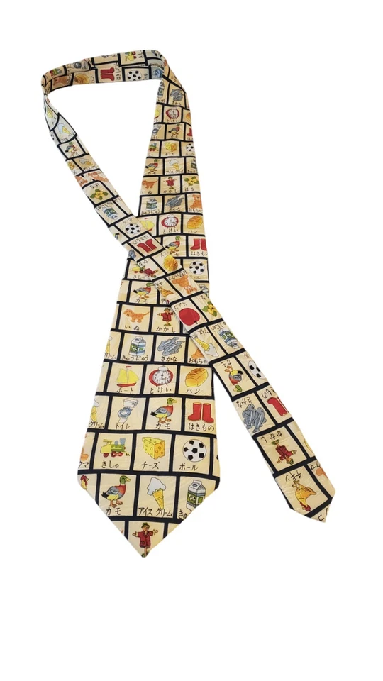 Corbata de seda multicolor para oficina de negocios artefactos de museo Queso do Pato para hombre Foto 4 de 4