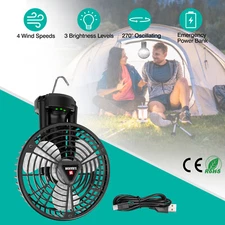 10400mAh Portable Camping Fan for Tent with LED Light USB Rechargeable Outdoor