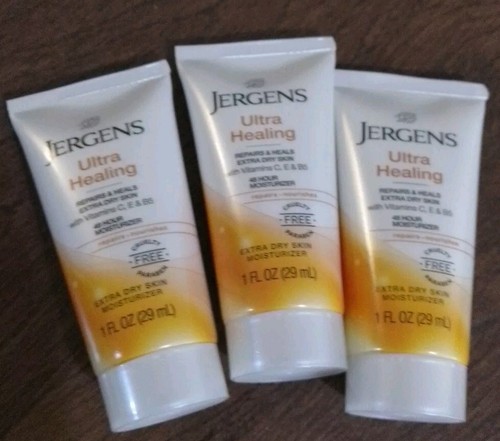 Crema hidratante para piel seca Jergens Ultra curativa, loción corporal y de manos tamaño de viaje 3pk