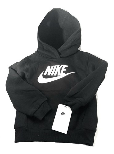 Extra Small Nike Unisex Kids Fleece Pullover Hoodie - Black - Big Logo - Size 4