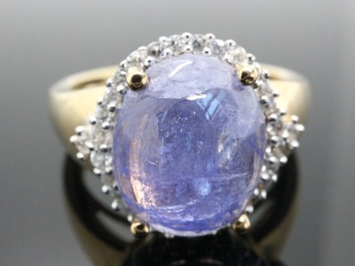 GOLDJUNGE69 * HARRY IVENS EDELSTEIN RING (20) TANSANIT OVAL 12x10mm, 5,3ct 925er