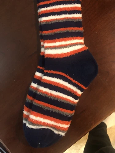 Medium football Denver Broncos Long Fuzzy Striped Socks