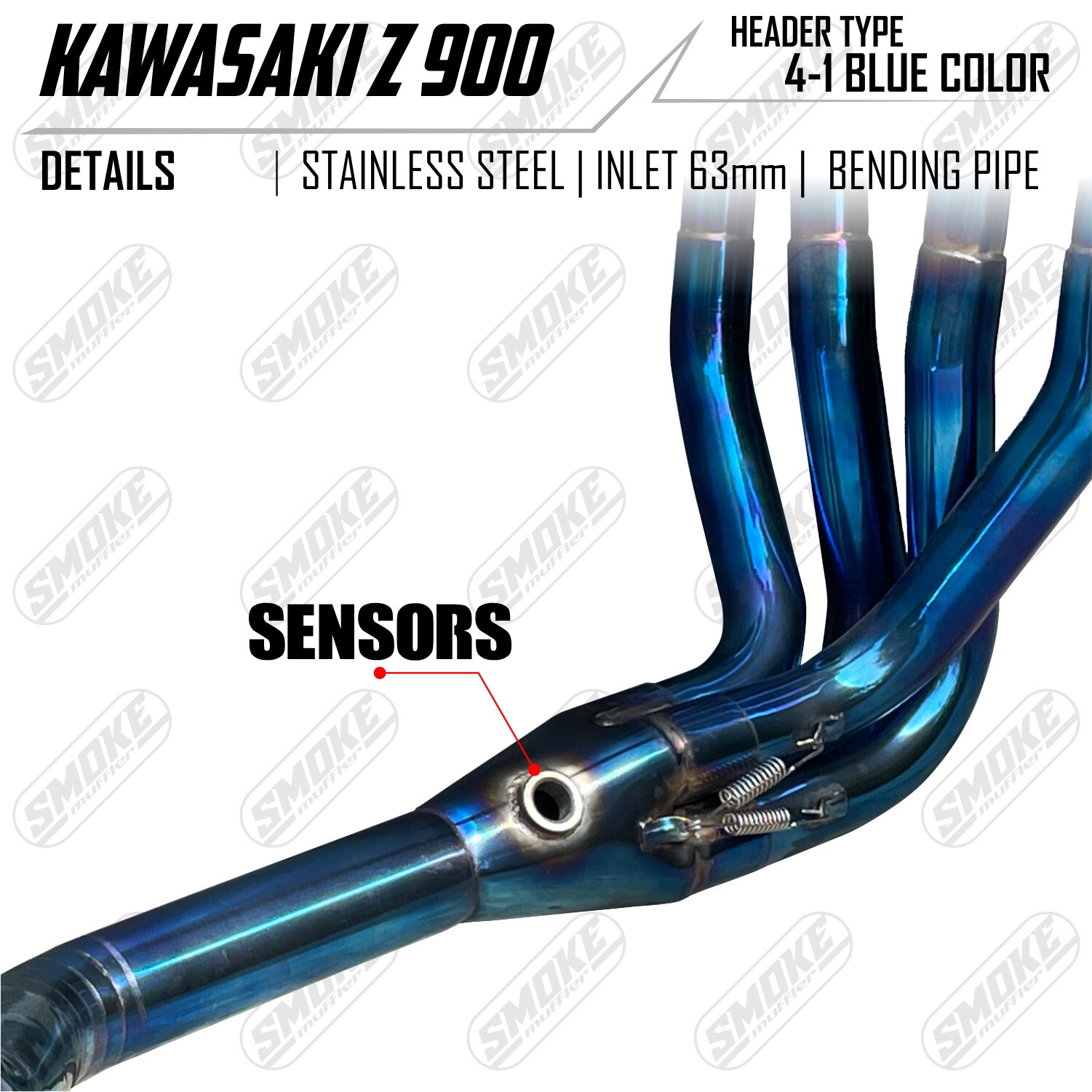 HEADER PIPE exhaust FIT KAWASAKI Z900 Z900 RS 20182022 4 into 1 BLUE