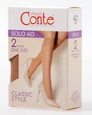 Conte Solo 40 Den - Tight Classic Knee-Highs for Women - 2 Pairs (Pack) (20С-198