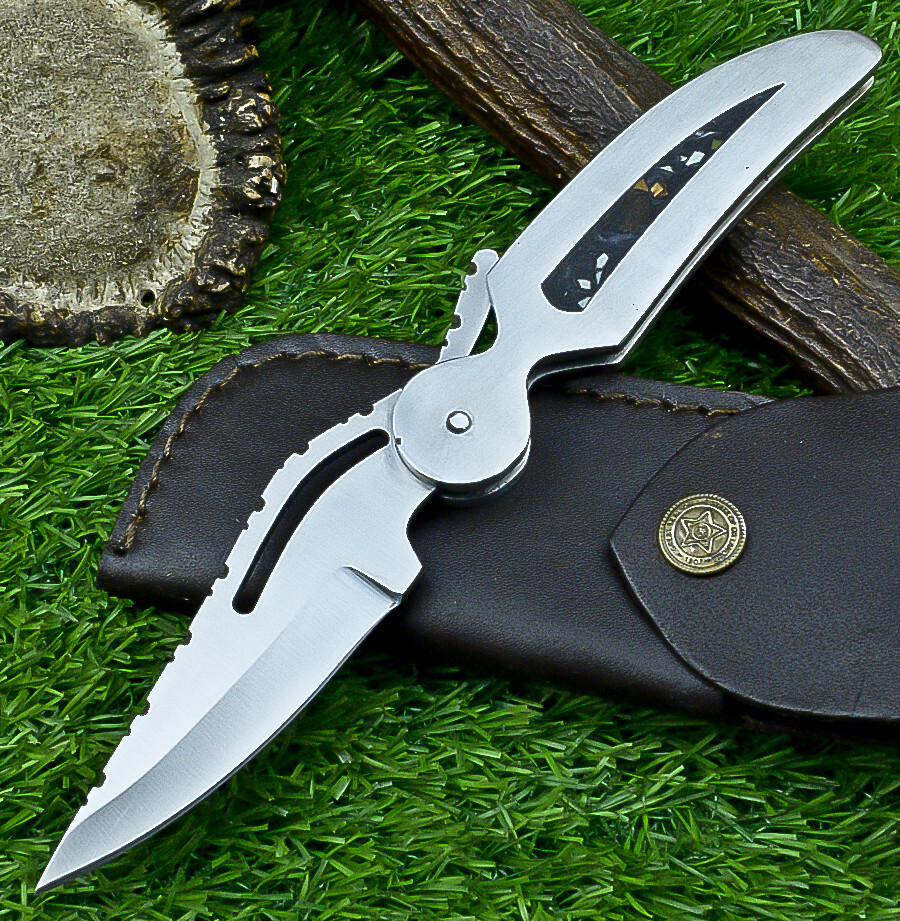 CUSTOM HAND MADE J2 Steel BLADE POCKET FOLDING KNIFE, LEAF DESIGN KNIFE UN-4007