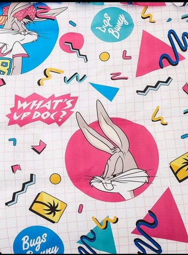 LOONEY TUNES Cartoon Printed Pink Reversible Duvet Cover Set Sz Queen Bugs Bunny - Picture 16 of 16