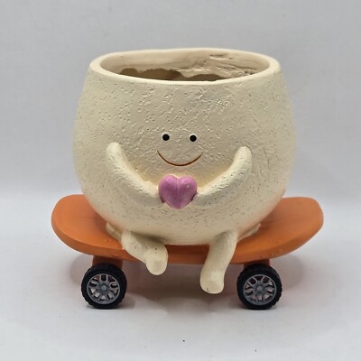 Smily Face Valentine Heart Planter Pot Drainage Hole Cute Resin Head Scooter 