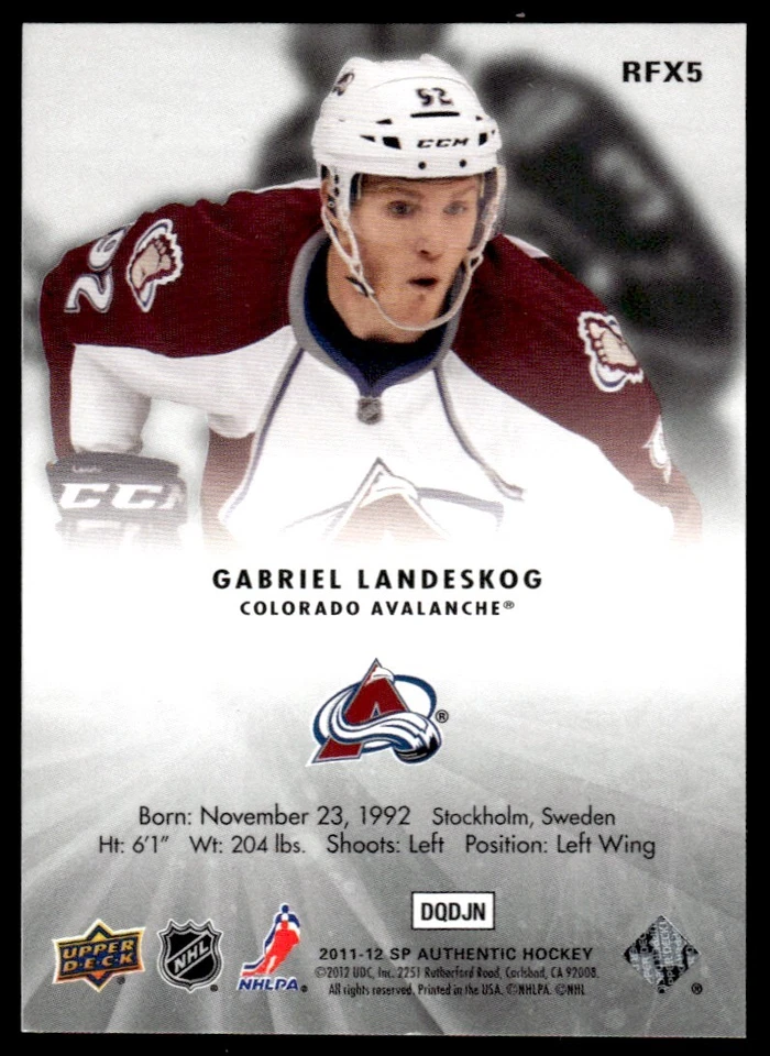 2011-12 SP Authentic Holoview FX Gabriel Landeskog Colorado Avalanche #RFX5 R48 - Image 2 of 2