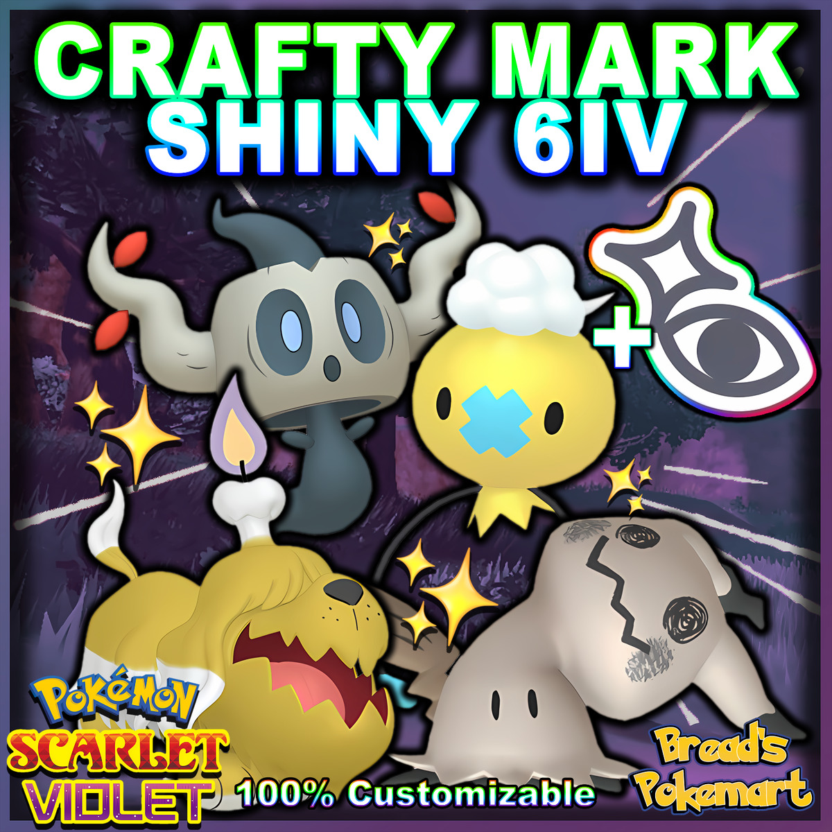 CRAFTY MARK ✨ SHINY 6IV ✨ Mimikyu Phantump Greavard ++ Pokemon SCARLET &  VIOLET