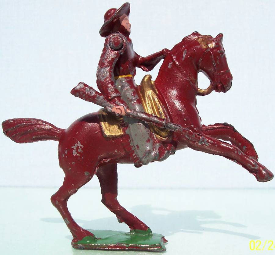 BARCLAY HOLLOW CAST LEAD BfA MOUNTED COWBOY ON REARING HORSE