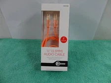 NEW Radioshack 1/8" (3.5mm) Stereo Audio Cable 3ft, Braided Mesh Cover -Orange