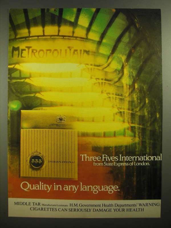 1978 State Express 555 Three Fives International Cigarettes Ad