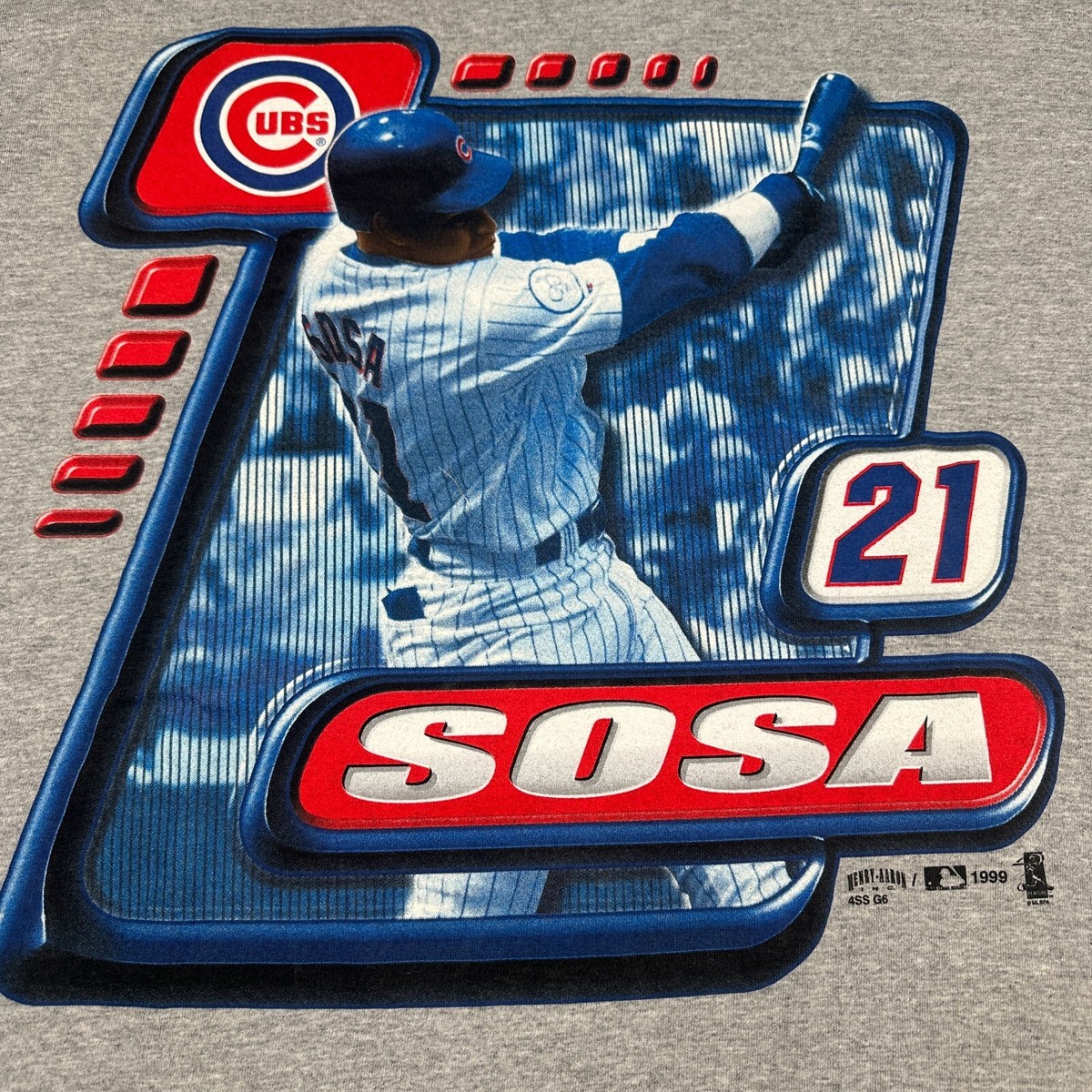 Sammy Sosa Shirt Mens Large Gray MLB Baseball Tee Home Run Chicago