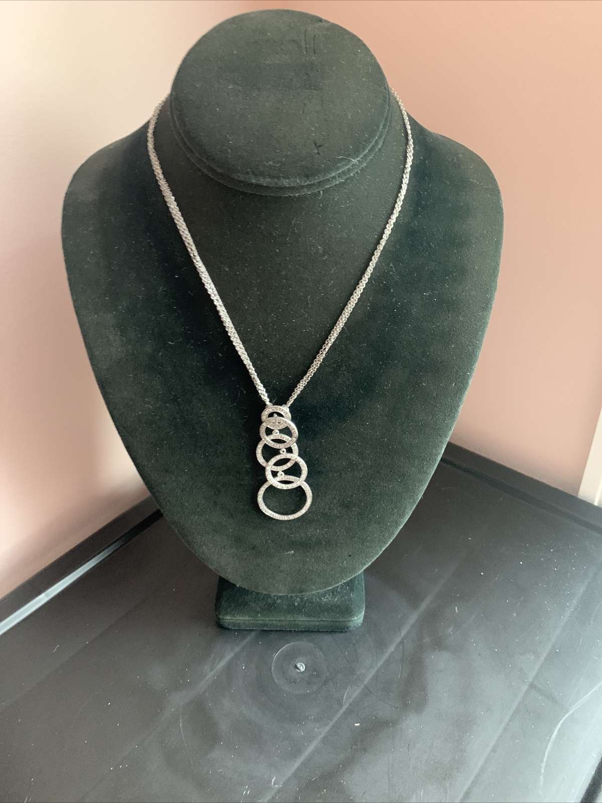 925 STERLING SILVER MULTIPLE DANGLING CIRCLE NECK… - image 4