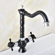 Kitchen Wet Bar Bathroom Vessel Sink Faucet Tap Black Silver Brass Swivel snf492