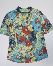 REI Rash Guard Girls L 10-12y Short Sleeve Multicolor Geometric Swim Shirt Sun