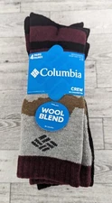 Columbia Men’s Shoe Size 6-12 Wool Blend Multicolor Crew Socks 4 Pairs NEW