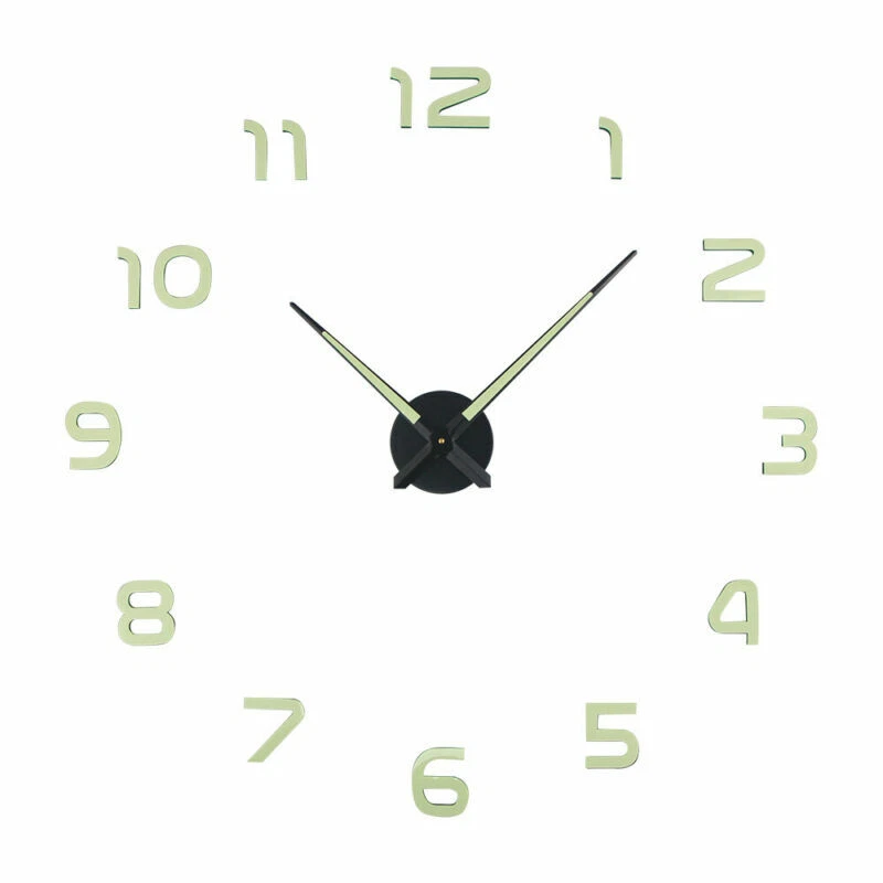 Reloj de Pared 3D Hágalo Usted Mismo Grande Luminoso Resplandor en la Oscuridad Cuarzo Decoración del Hogar Relojes de Noche Foto 3 de 4