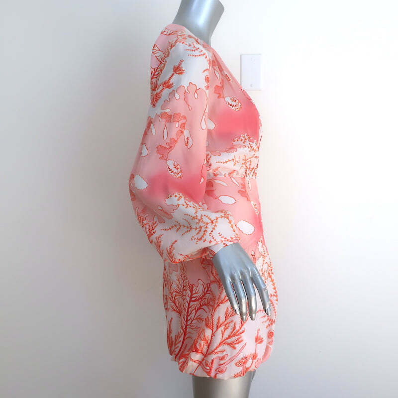 Stella McCartney Coral Print Long Sleeve Mini Dress Pink