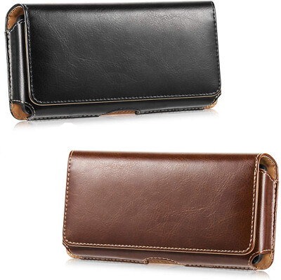 Leather Phone Pouch Holster with Belt Clip Loop Carrying Case for iPhone Samsung