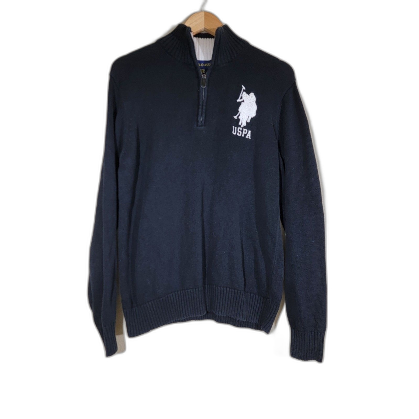 USPA Maglione Nero Big Pony Felpa con Zip 1 4 Medium