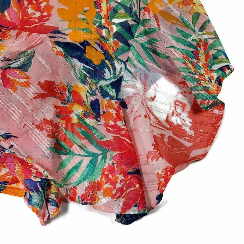 Blusa Mujer Beige By Eci Multicolor Rosa Floral Asimétrico Volantes Lazo Espalda L Foto 4 de 4