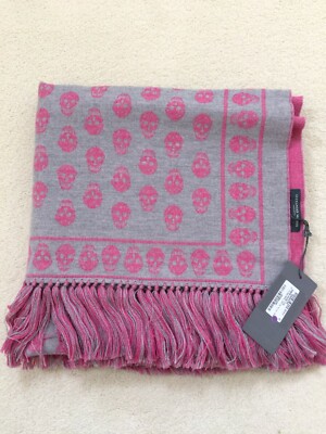 ALEXANDER MCQUEEN Ex Large Scarf Throw Made ITALY Wool Silk Blend