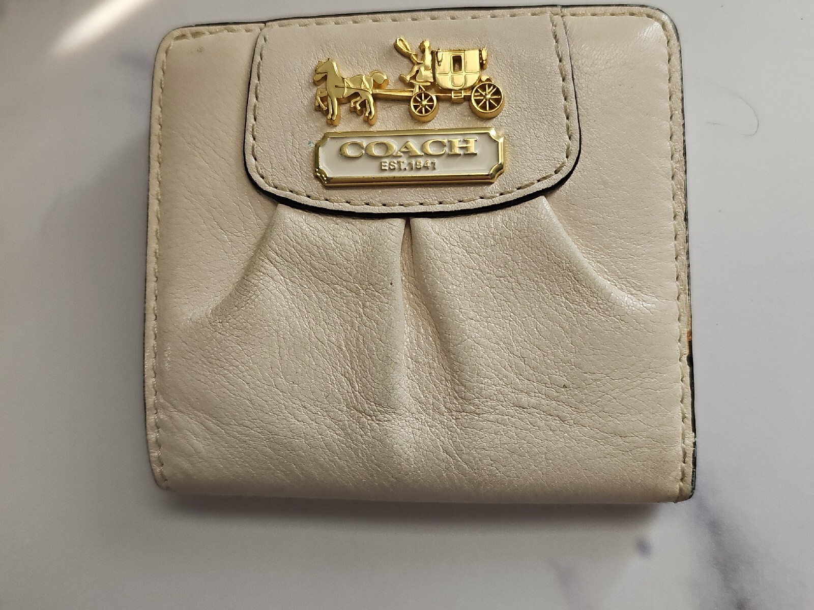 Coach Madison Natural Tan Bifold Leather Purse Wallet Gem