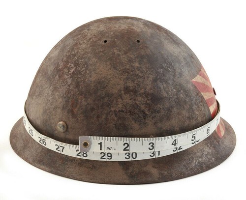 JAPANESE WW2 ARMY HELMET Hand Painted Rising Sun Flag aged - Picture 3 of 8