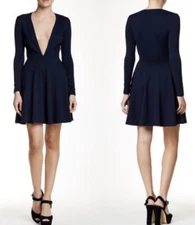 American Apparel Deep V-Neck Skater Dress Navy Size S