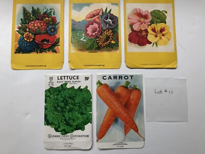 Mixed Lot 5 Vintage Seed Packets Crosman, Stecher-Traung-Schmidt, HammerLith