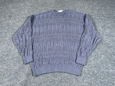 VTG St. Croix Textured Cable Knit Sweater Adult Large Gray Blue USA Made Cotton