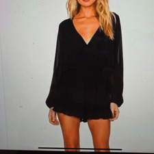 Show Me Your Mumu Black Tillie Tie Romper small