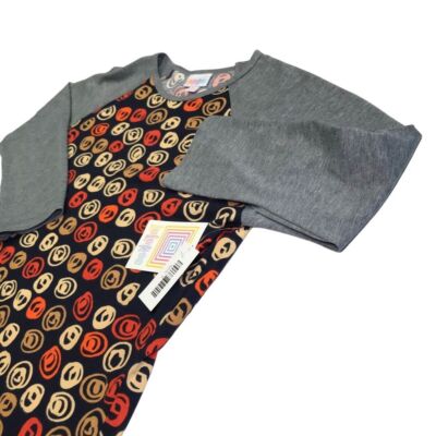 LuLaRoe top women Small New Randy 3/4 sleeve stretch Orange Brown shirt Tunic