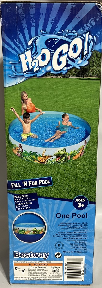 H2O Go! Pool Dinosaur Swim 6’x6’x15” 250 Bestway Kid 3+ Heavy-duty