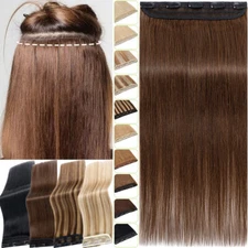 Invisible Clip in Extensions Thick Remy Human Hairpiece One Piece 3/4 Full Head