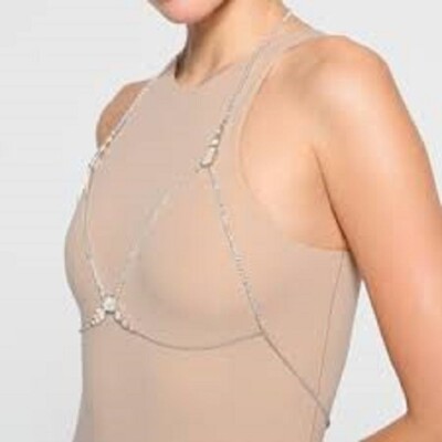 Swarovski Crystal Womens Exotic Body Jewelry, X SKIMS Cup Chain Bra 5678071