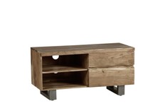 Industrial Natural Essential Live Edge 2 Drawers And 2 Shelves Small TV Unit