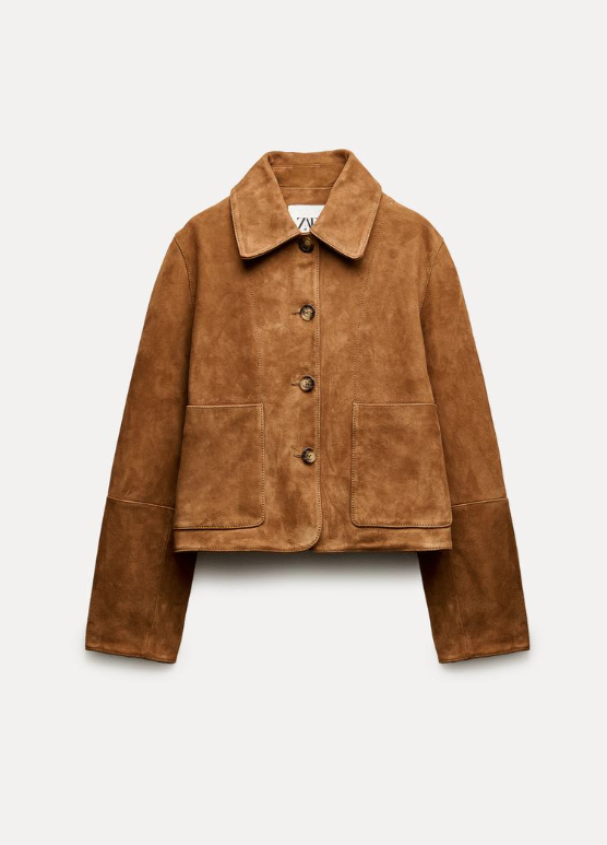 NEW ZARA 2024 CAMEL ZW COLLECTION LEATHER SUEDE JACKET SIZE NEW ZARA 2024 CAMEL ZW COLLECTION LEATHER SUEDE JACKET SIZE