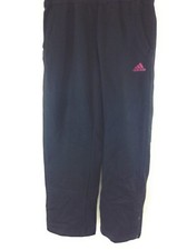 Adidas Girls Youth Kids BX-R7ROK Black Pink Fleece Snap Bottom Sweat Pants