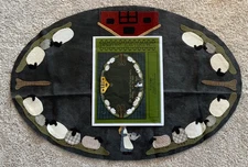 Primitive Gatherings FLAX FARM Table Mat Wool APRI-389 28" x 19" ~ 90% FINISHED