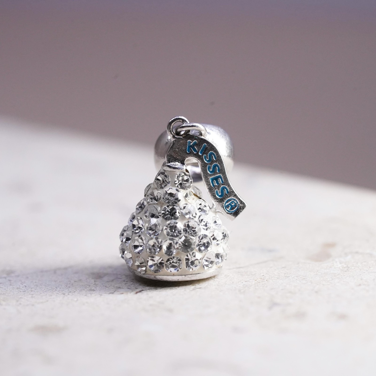 vintage Sterling silver handmade pendant, 925 kisses chocolate charm cluster cz
