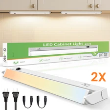 22'' LED Swivelling Under Cabinet Light Plug in Kitchen Closet Linkable Lamp 2x
