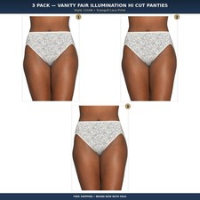3 Pair VANITY FAIR Hi Cut ILLUMINATION 13108 Tranquil Lace Print Size 6-7-8-9-10