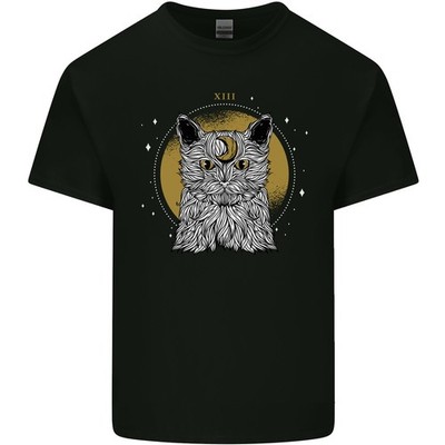 Ein Lunar Cat Mond Herren Leichtes Baumwoll T-Shirt