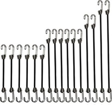 16PCS Mini Bungee Cords with Hooks 2" 4" 6" 8" Assorted Black