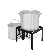 80 QT Seafood Boiling Kit with Strainer,10 PSI Regulator,100,000 BTU Jet Burner