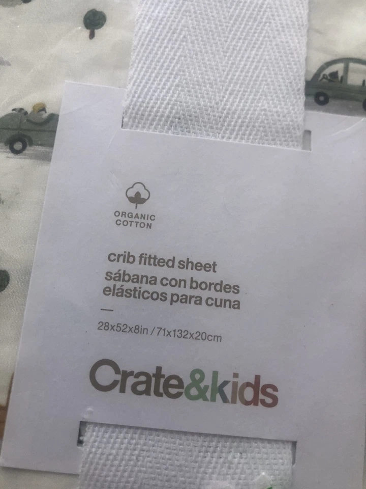 NWT Crate&Kids Fitted Crib Sheet, Organic Cotton - Image 2 of 3